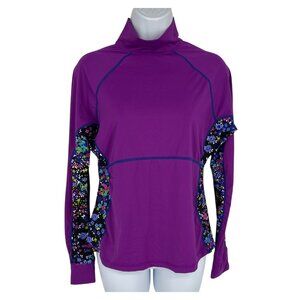 Athleta Mock Neck Long Sleeve Purple Floral Trestle Rashguard SizeM